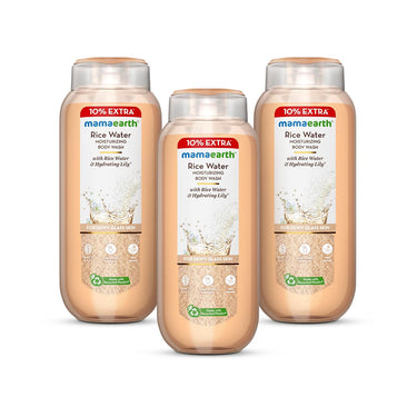 Mamaearth Rice Water Moisturizing Body Wash with Rice Water & Hydrating Lily Scent for Dewy Glass Skin - 275 ml | Intensely Moisturizes | Long Lasting Fragrance | Deeply Cleanses | Gentle | All Skin Types (Pack of 3)